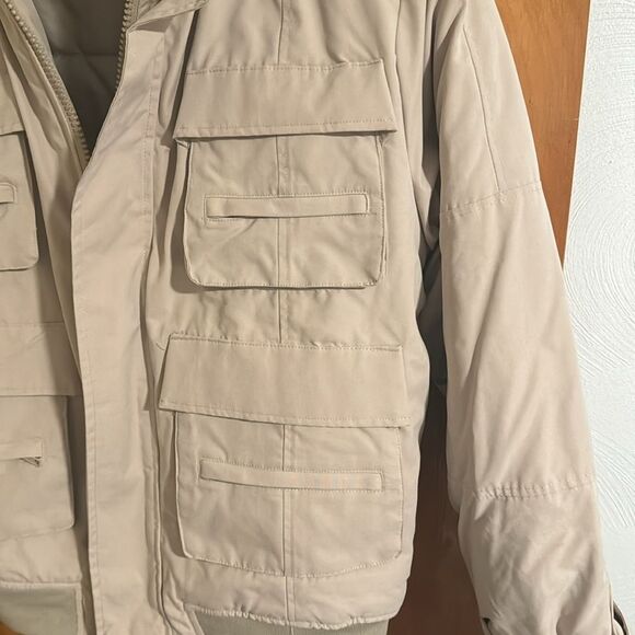 Tan Safari Jacket Mens Large Zip Pockets - Picture 4 of 5